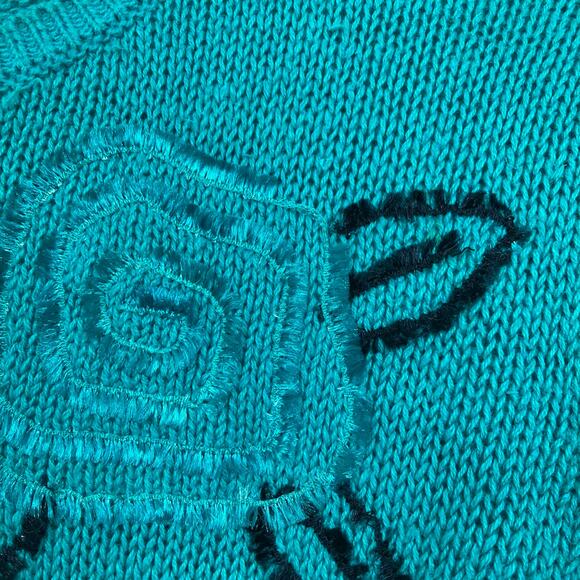 GREENWICH SQUARE Sweater Medium Vintage Knit Floral Appliqués - Picture 4 of 5